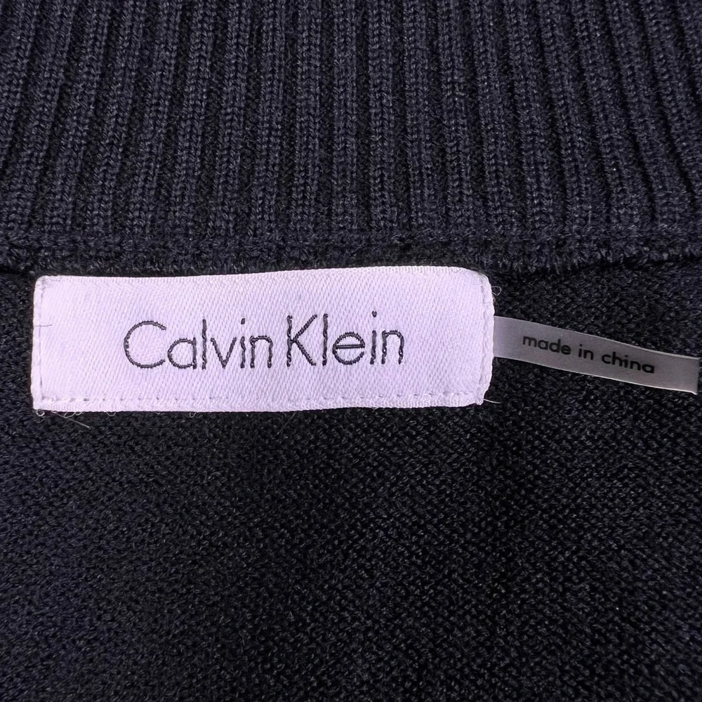 Calvin Klein Studded Scoop Neck‎ Wool Blend Pullover Sweater Wmns XL Aprox Black